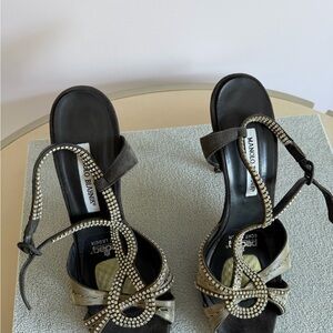 Manolo Blahnik Black Crystal Evening Sandals Neiman Marcus 100th anniversary